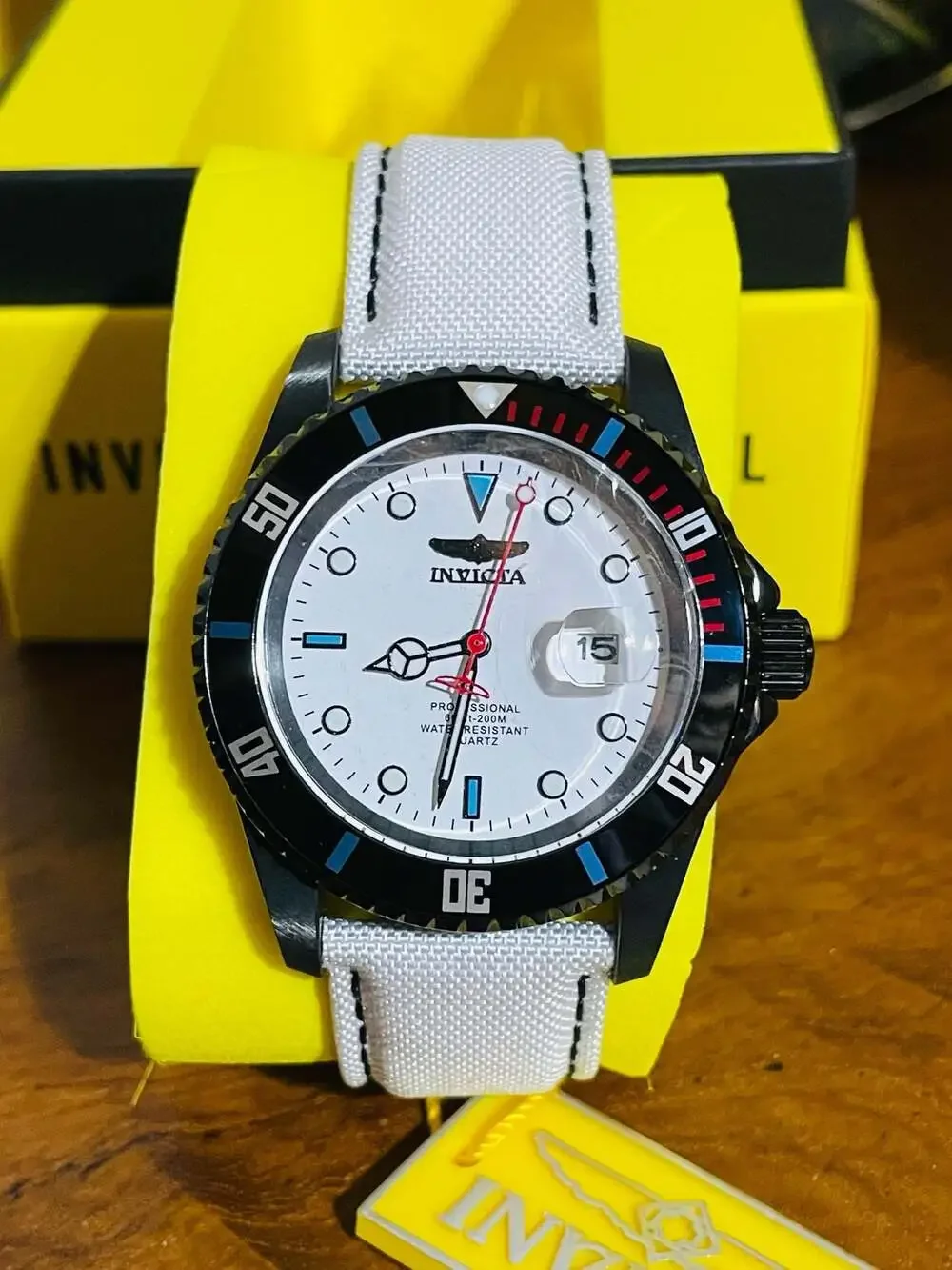 Invicta Pro Diver 50535 Men's Quartz Watch with White Dial and Fabric Strap
